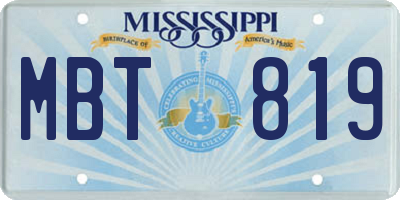 MS license plate MBT819