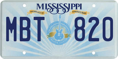 MS license plate MBT820