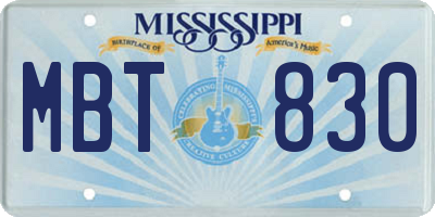 MS license plate MBT830