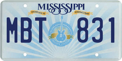 MS license plate MBT831