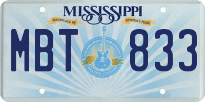 MS license plate MBT833