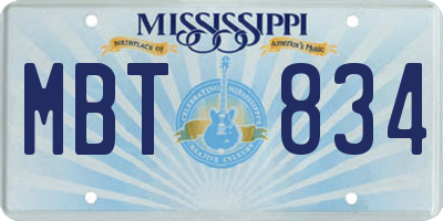 MS license plate MBT834