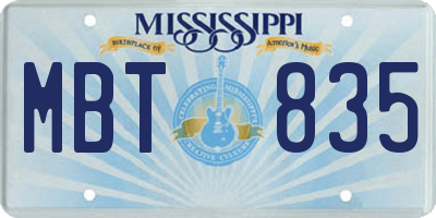 MS license plate MBT835