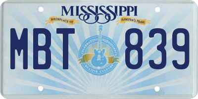 MS license plate MBT839