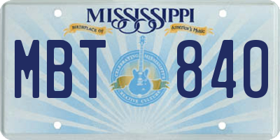 MS license plate MBT840