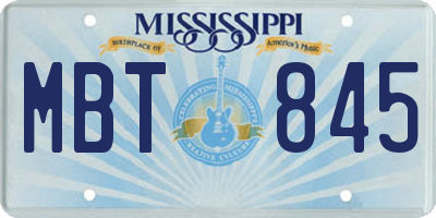 MS license plate MBT845