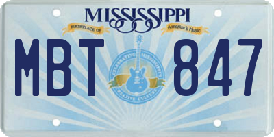 MS license plate MBT847