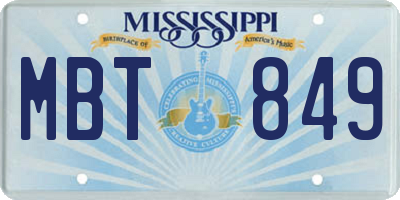 MS license plate MBT849