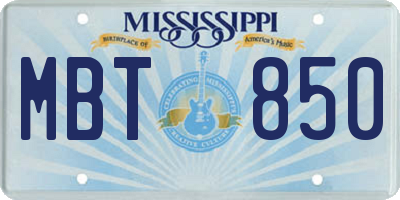 MS license plate MBT850