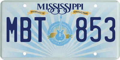 MS license plate MBT853