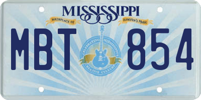 MS license plate MBT854