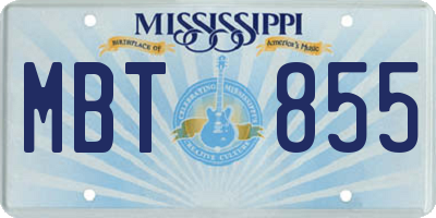 MS license plate MBT855