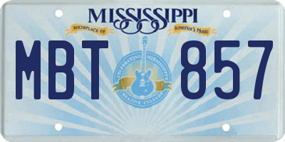 MS license plate MBT857