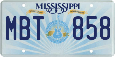 MS license plate MBT858