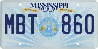 MS license plate MBT860