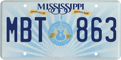 MS license plate MBT863