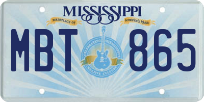 MS license plate MBT865