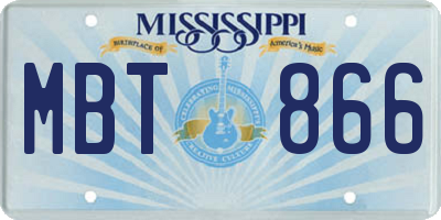 MS license plate MBT866