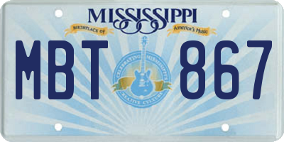 MS license plate MBT867