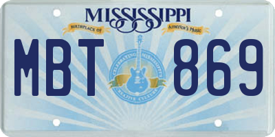 MS license plate MBT869