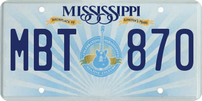MS license plate MBT870