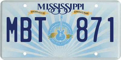 MS license plate MBT871