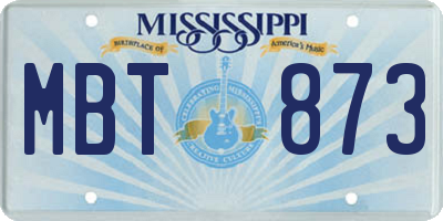 MS license plate MBT873