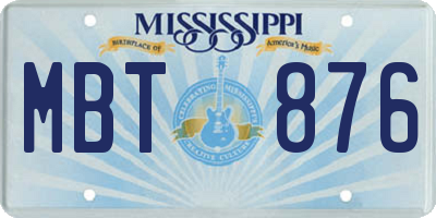 MS license plate MBT876