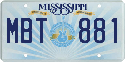 MS license plate MBT881