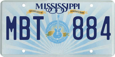 MS license plate MBT884