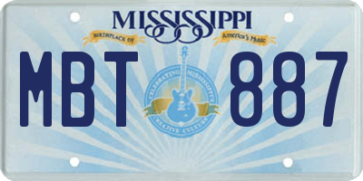 MS license plate MBT887