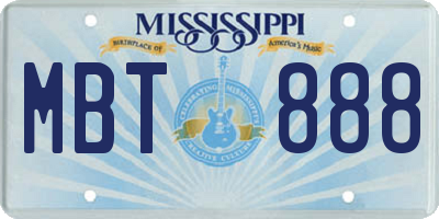 MS license plate MBT888
