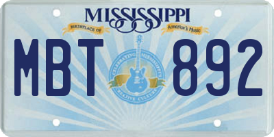 MS license plate MBT892