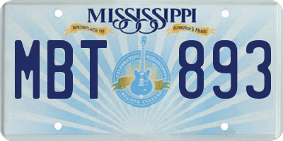 MS license plate MBT893