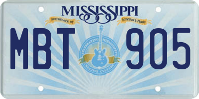 MS license plate MBT905