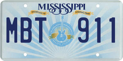 MS license plate MBT911