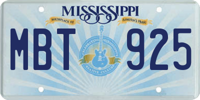 MS license plate MBT925