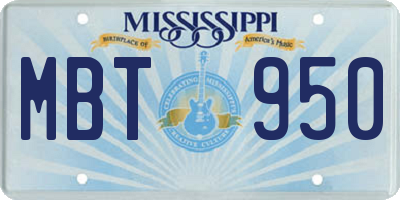 MS license plate MBT950