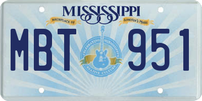 MS license plate MBT951