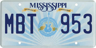 MS license plate MBT953
