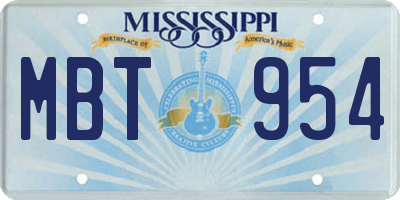 MS license plate MBT954