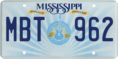 MS license plate MBT962