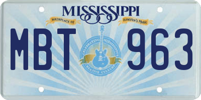 MS license plate MBT963