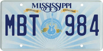 MS license plate MBT984