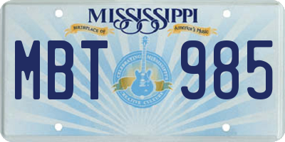 MS license plate MBT985