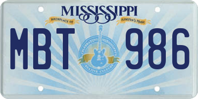MS license plate MBT986