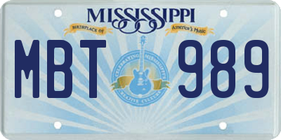 MS license plate MBT989