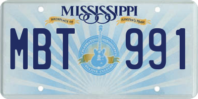 MS license plate MBT991