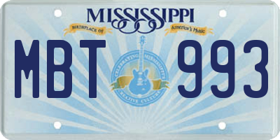 MS license plate MBT993