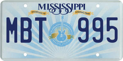 MS license plate MBT995